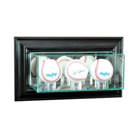 Perfect Cases Perfect Cases WMTRPB-B Wall Mounted Triple Baseball Display Case; Black WMTRPB-B